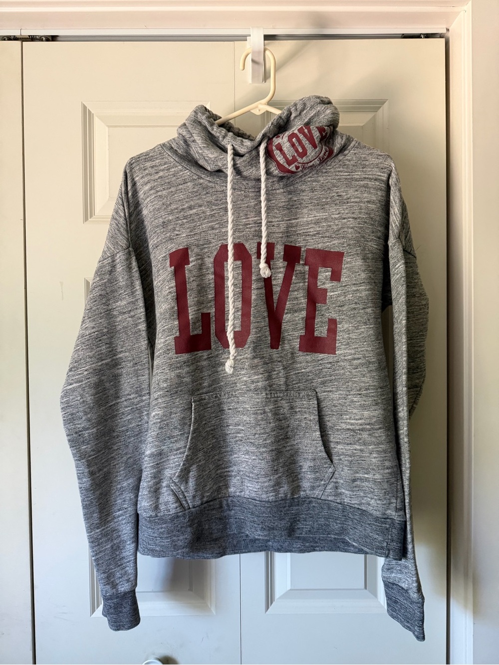 Juniors 1x Gray Crewneck Sweatshirt with Maroon LOVE Graphic